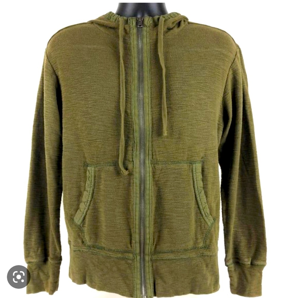 Army green zip up thermal hoodie